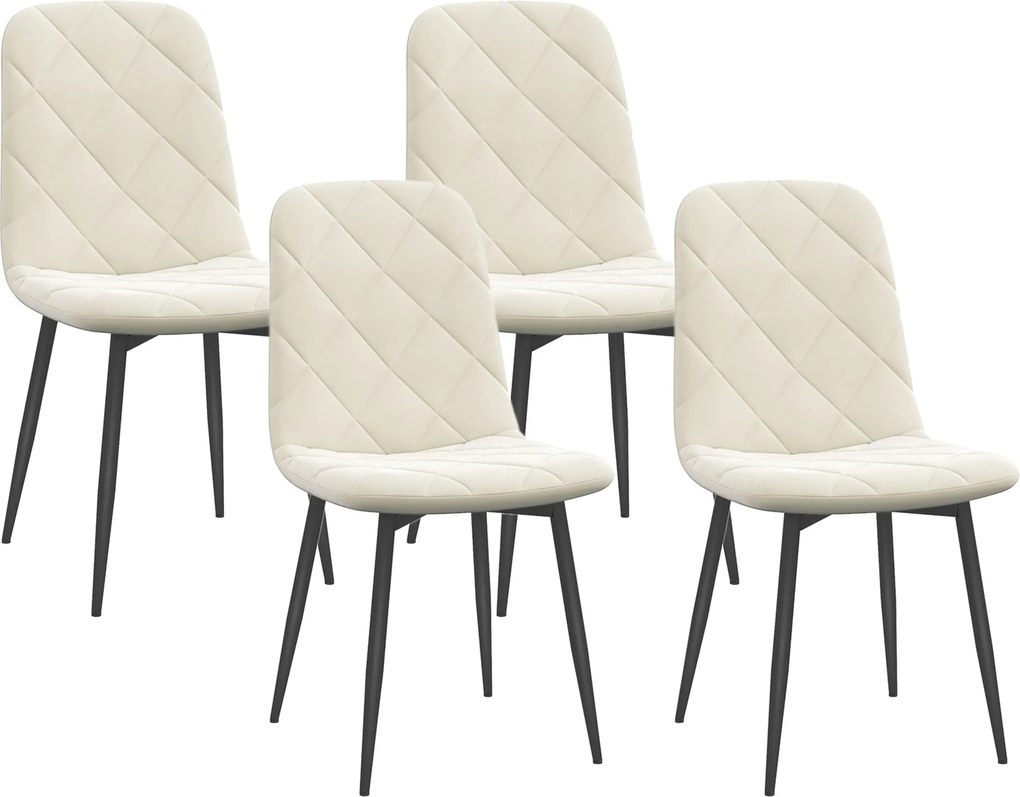 HOMCOM 4 db étkezőszék készlet, párnázott konyhai székek magas háttámlával, acél lábakkal és bársonyos hatású szövettel, nappaliba, hálószobába, konyh