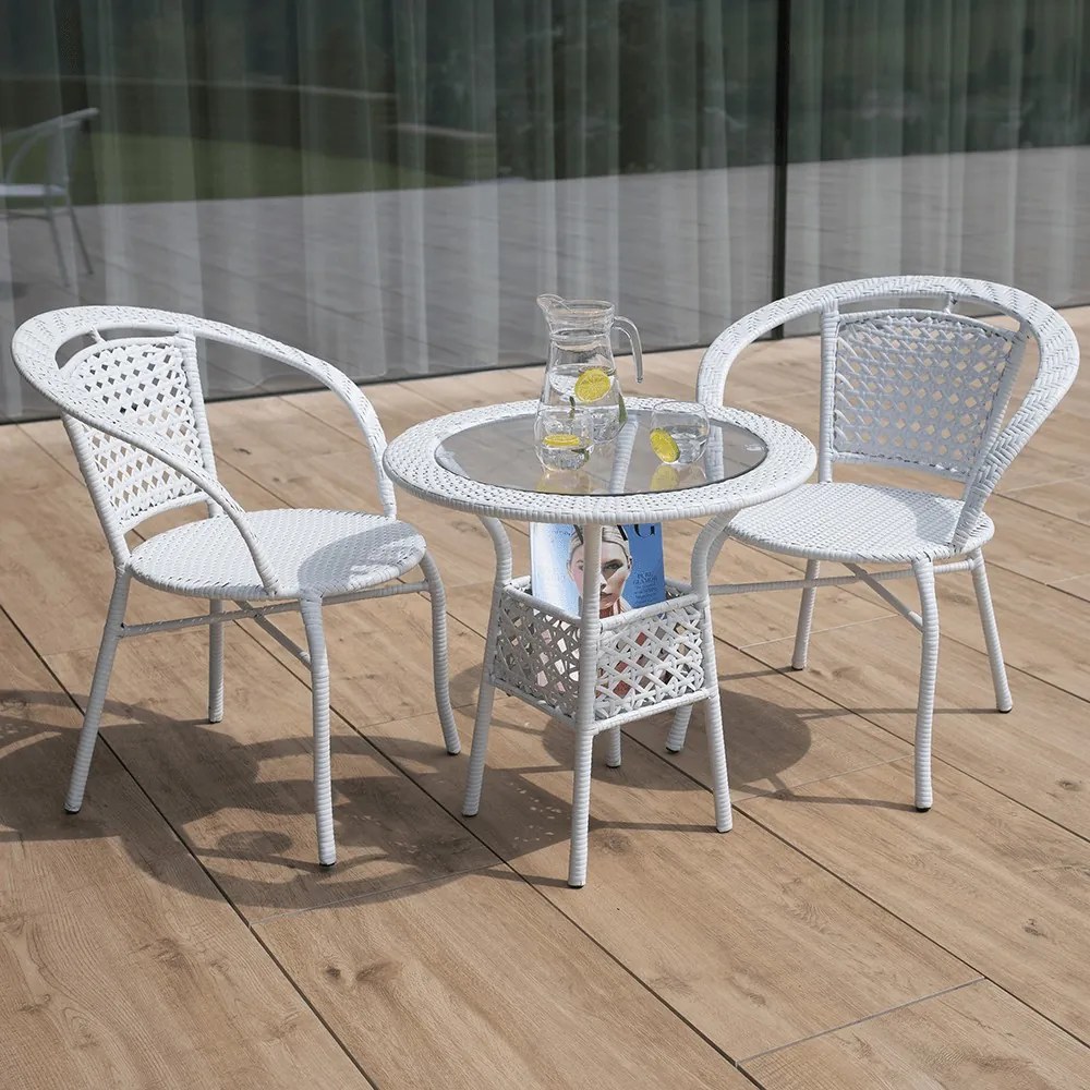 Kerti bútor szett LT3922 fehér rattan