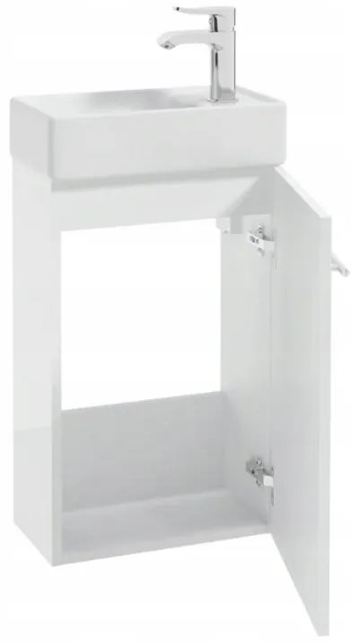 Erga Kim, fali WC szekrény 50x23x60 cm + kerámia mosogató 50 cm, fehér fényes, ERG-207-D-05016+1430