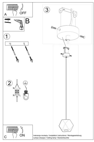 Sollux SL.1011 - Csillár zsinóron WOODY 1xGU10/40W/230V