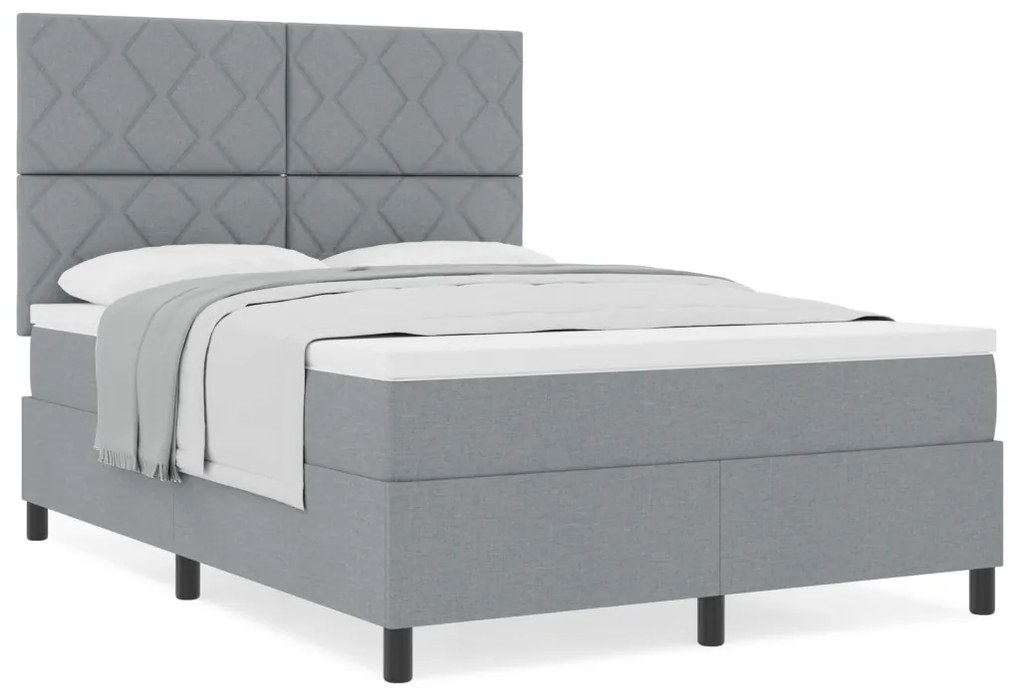 Boxspring ágy matrac világosszürke 160x200 cm szövet