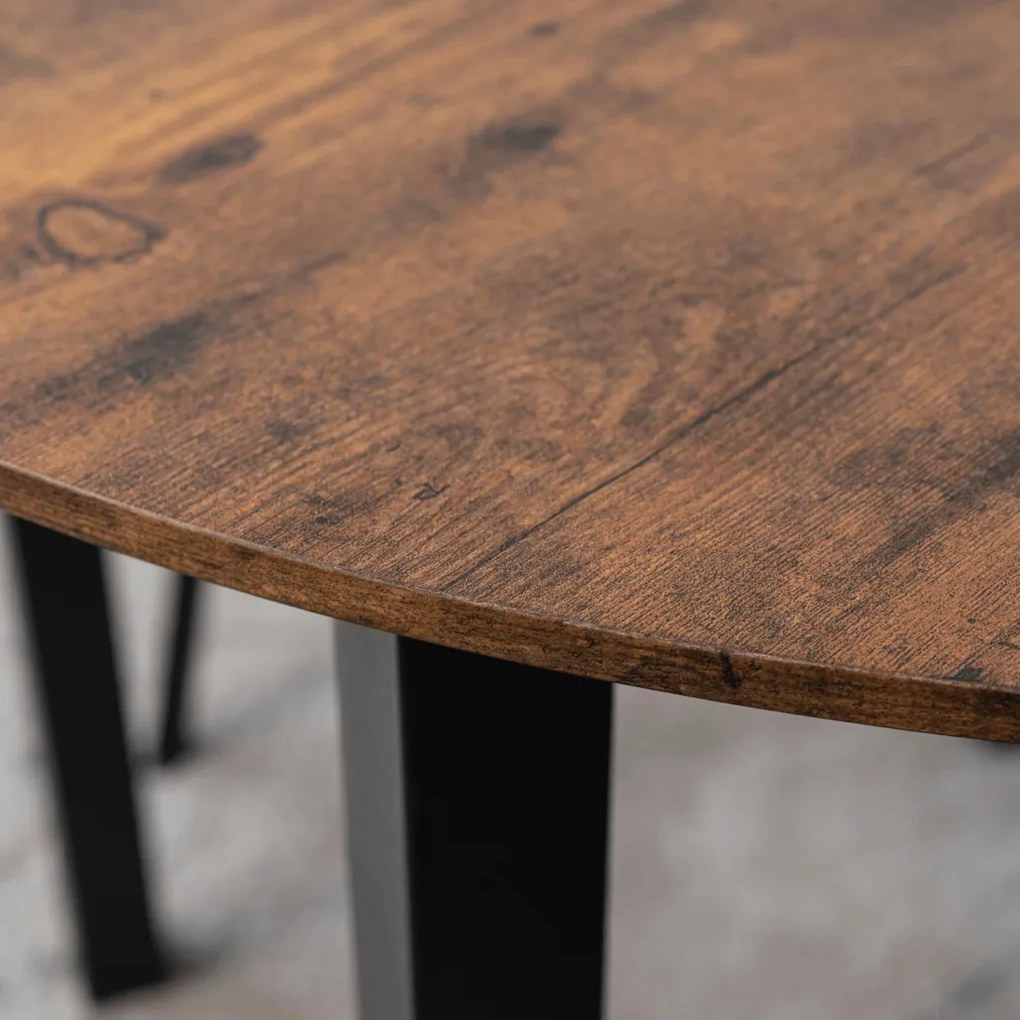 Kerek Étkezőasztal Rusztikus Tölgy Színben. TEO 100 cm