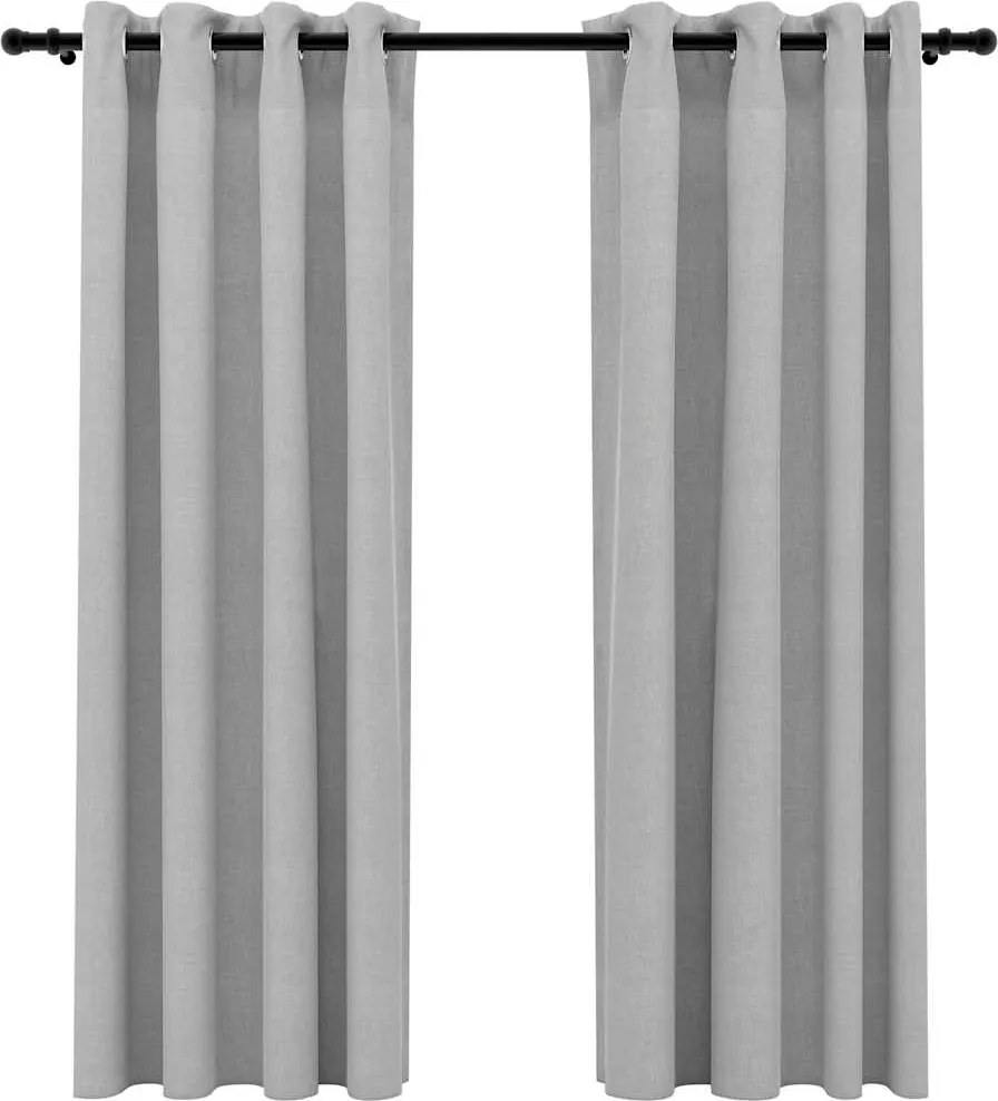 vidaXL 2 db szürke, vászonhatású sötétítőfüggöny fűzőkarikával 140 x 175 cm