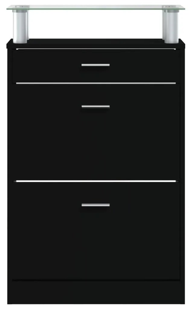 fekete szerelt fa cipőszekrény 63 x 24 x 104 cm