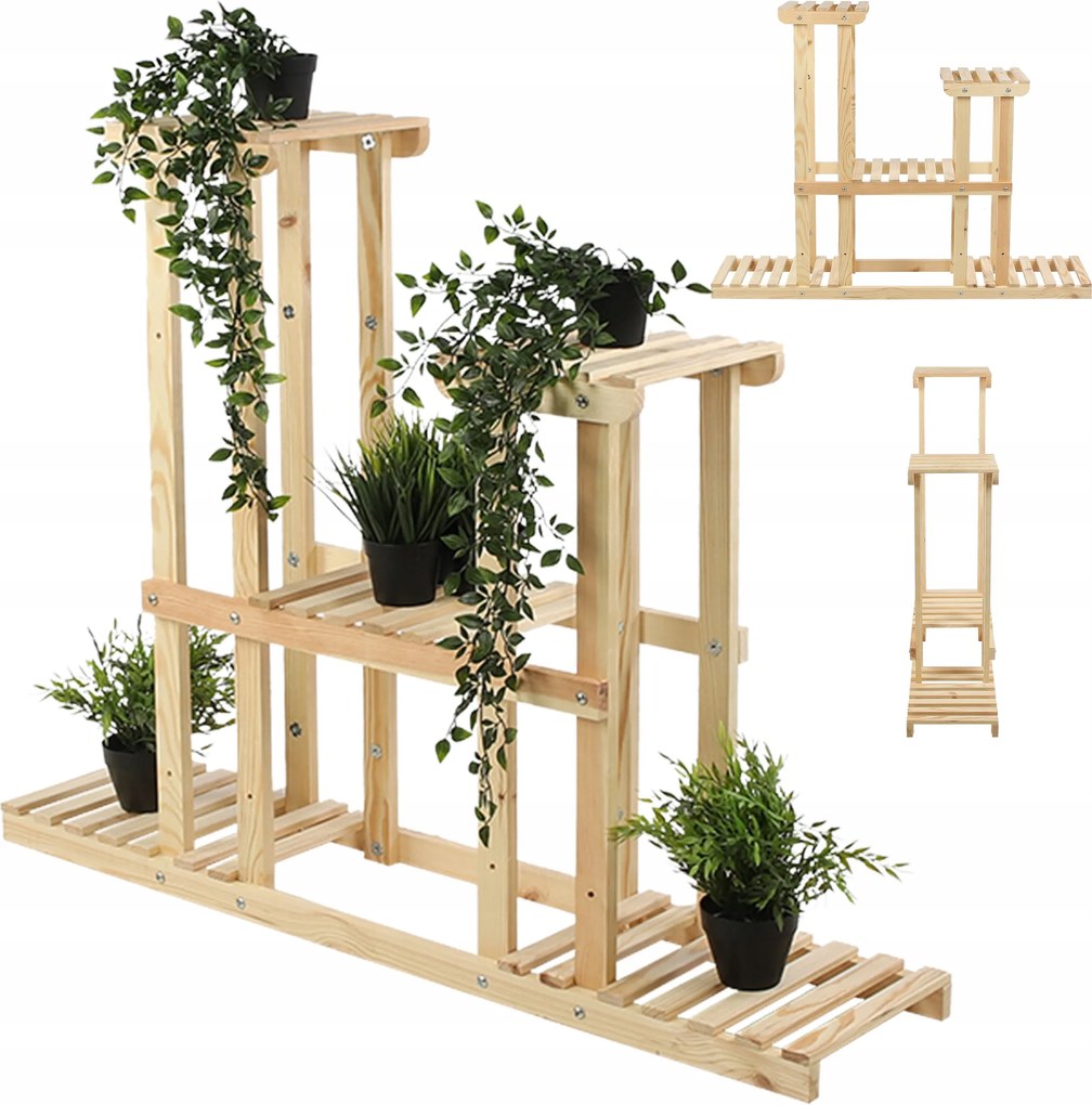 Álló fa virágágyás virágtartó állvány többszintes Tömör