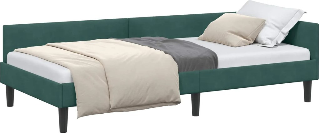 vidaXL Sarokágy keret Sötétzöld 80 cm x 200 cm VelúrésPlywood
