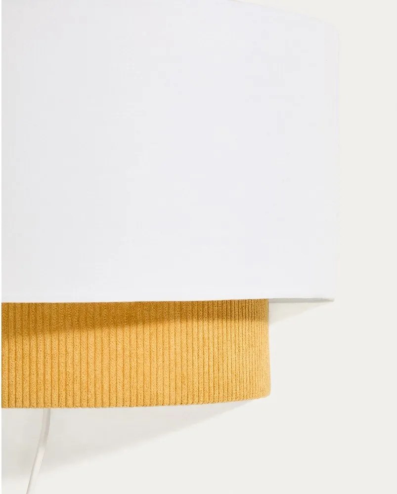 Mustársárga-fehér gyerek lámpa textil búrával Bianella – Kave Home