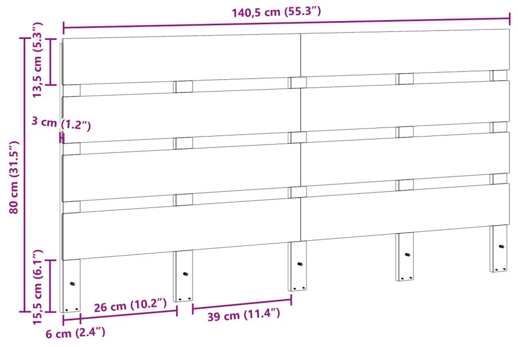 Fejtámla fejtámlával Barna 140.5 x 3 x 80 cm Tömör fenyőfa