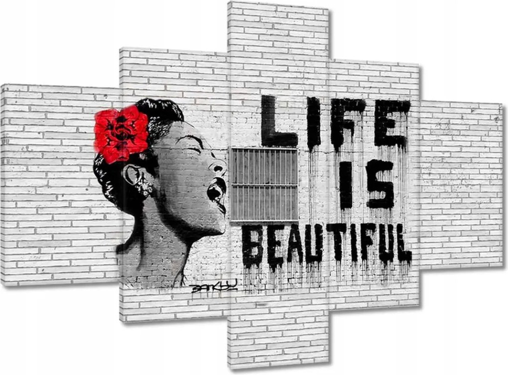 Festmények 100x70 Banksy Life is beautiful