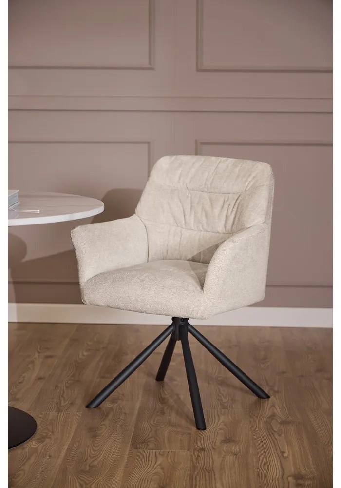 Bézs kárpitozott karfás étkezőfotel Alonso – Actona