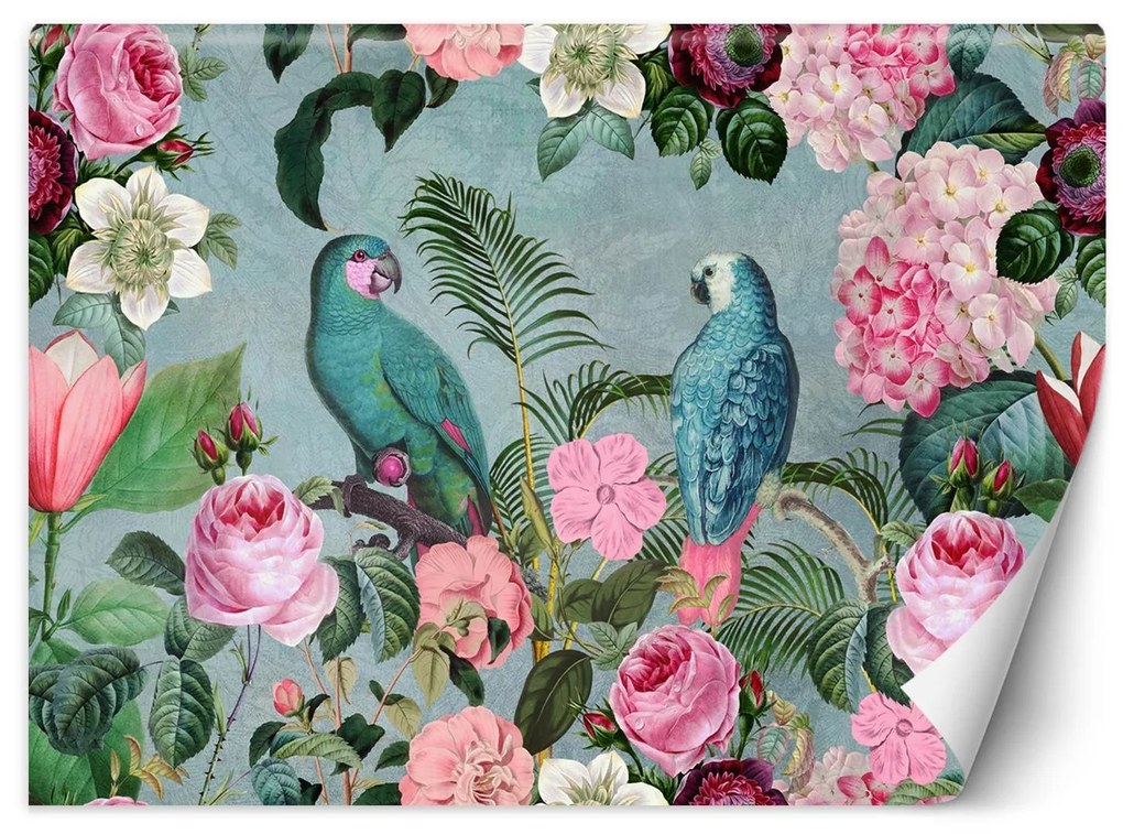 Gario Fotótapéta Papagájok virágokban - Andrea Haase Anyag: Vlies, Méret: 450 x 315 cm