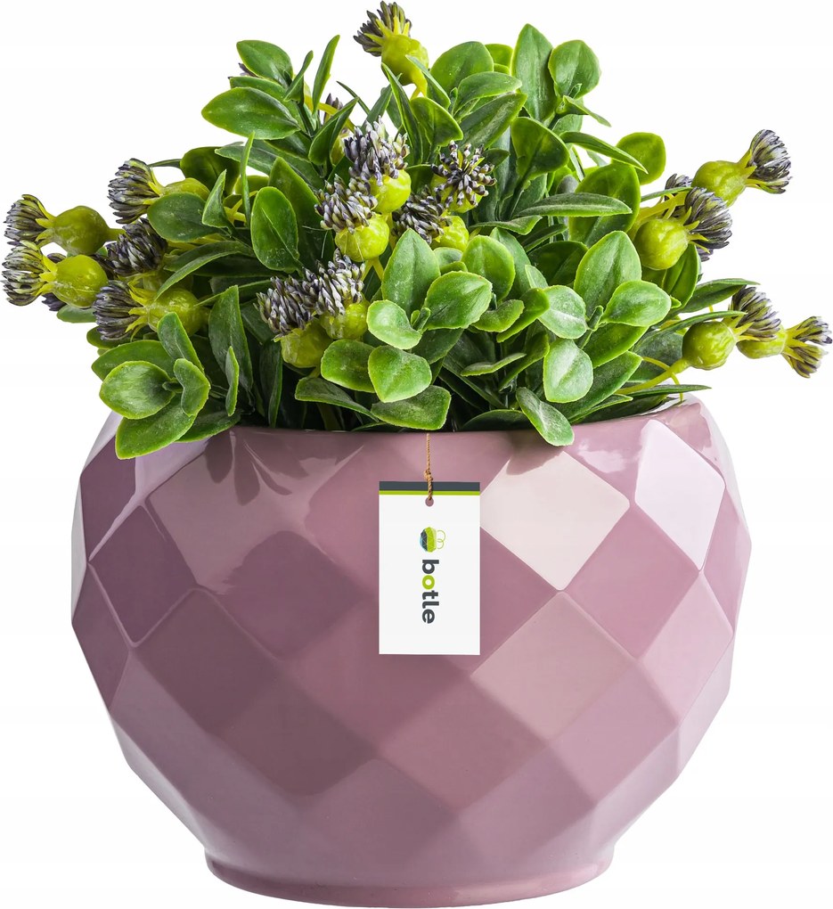 Virágcserép kerámia fedél rózsaszín 13,5 cm H12,5 cm fényes Stílusos