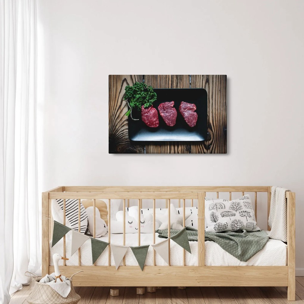 Hús képe egy tányéron (90x60 cm)
