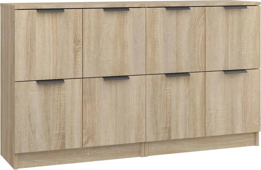 vidaXL 2 db sonoma-tölgyszínű szerelt fa tálalóasztal 60 x 30 x 70 cm