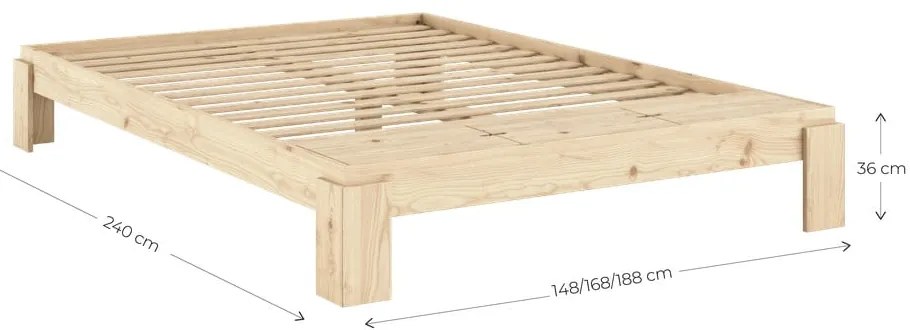 Natúr színű borovi fenyő franciaágy ágyráccsal 180x200 cm Layers – Karup Design
