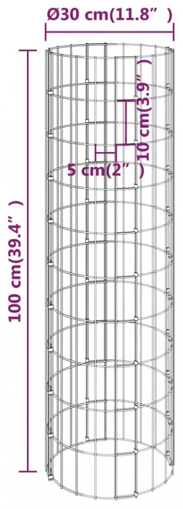 3 db kör alakú horganyzott acél gabion magaságyás Ø30 x 100 cm