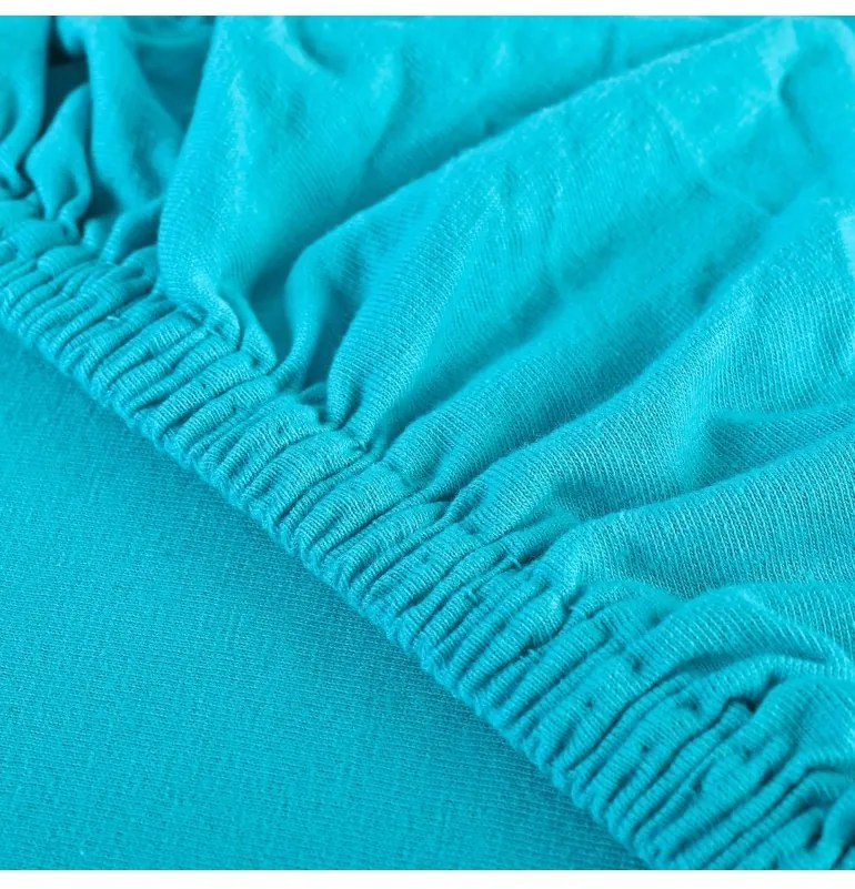 EMI türkizkék 100% pamutjersey gumis lepedő, 90x200-as lap