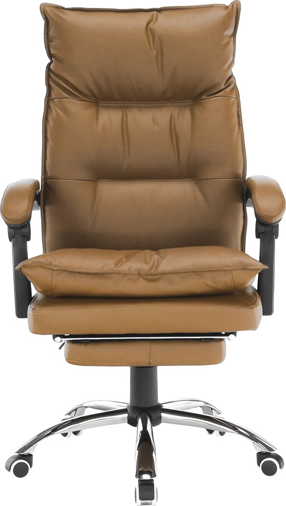 Irodai szék lábtartóval, textilbőr barna, DRAKE