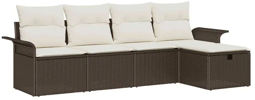 Kerti Kanapé Szett 5 pcs Barna és krémszínű 251 x 117 x 85 cm