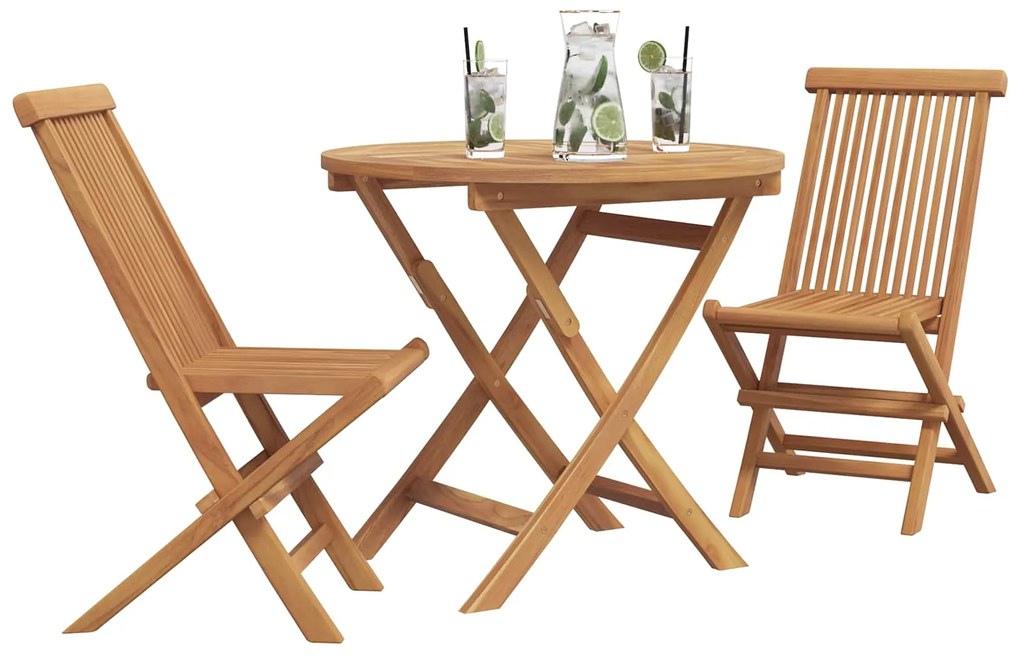 vidaXL Kert étkező szett 3 pcs Barna Tömör Akácfa