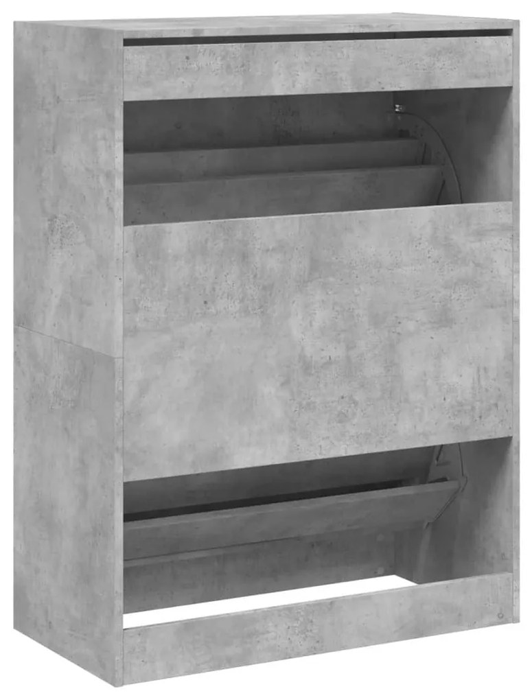 betonszürke cipőszekrény 2 kihajtható fiókkal 80 x 42 x 108 cm