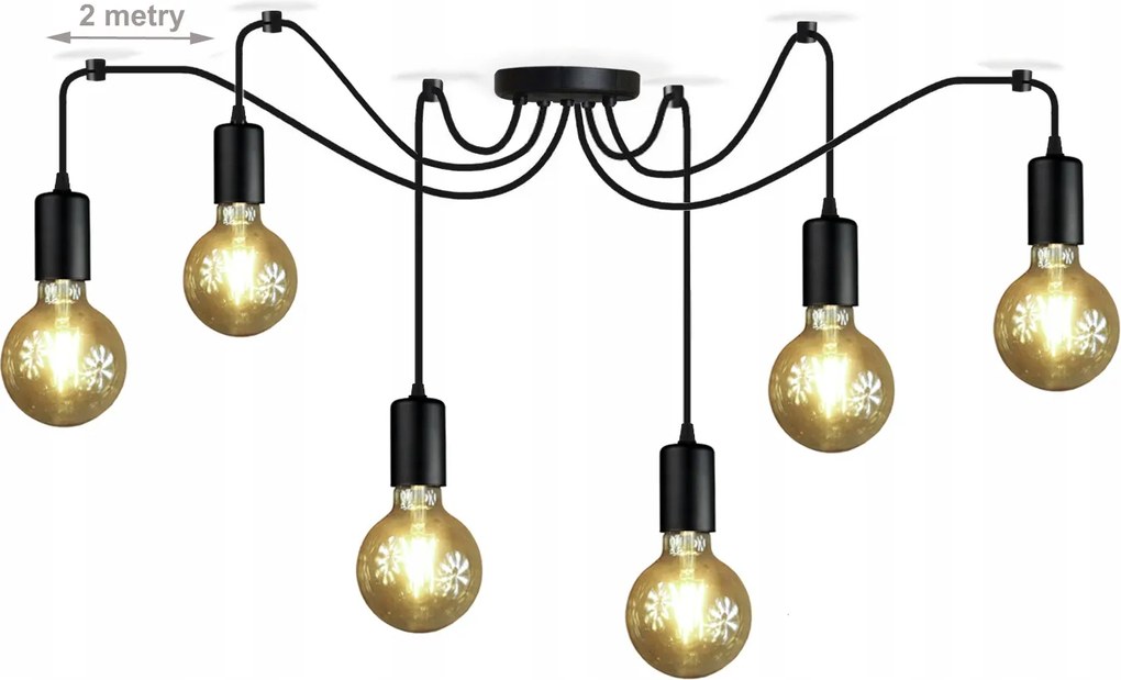 Mennyezeti függőlámpa csillár Pók 6 E27 Loft mennyezeti lámpa nappaliba