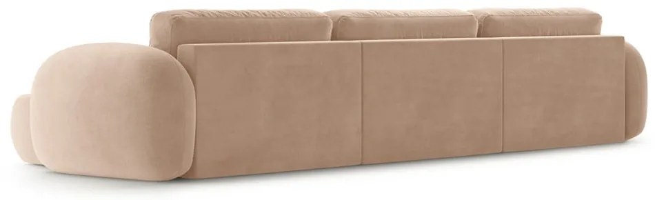 Bézs bársony kinyitható-tárolóhelyes (U alakú) sarokkanapé Tonale – Cosmopolitan Design