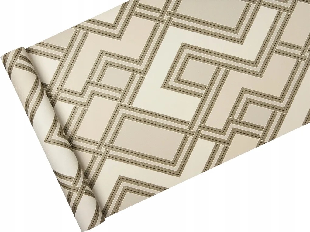 Bézs geometria tapéta art-deco stílusban
