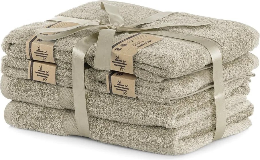 Bamby Beige szett 2 db bézs fürdőlepedővel és 4 db törölközővel - DecoKing