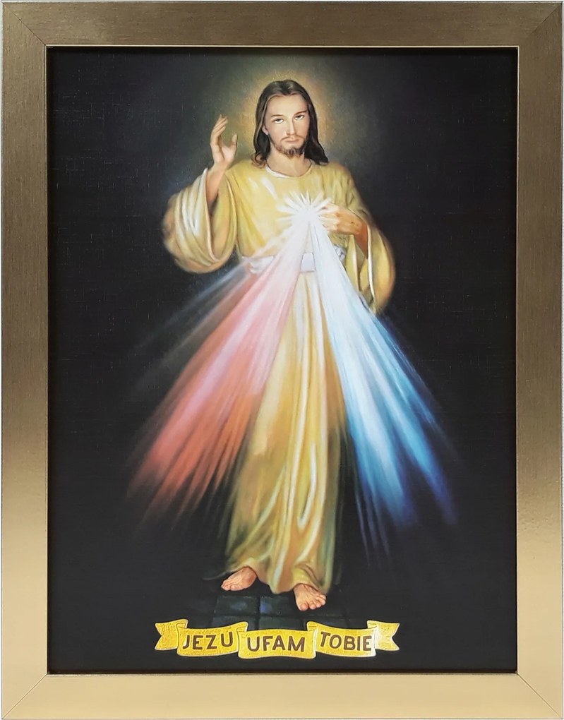 Vászonkép 45x35 Jézus Bízom Benned Arany Keret