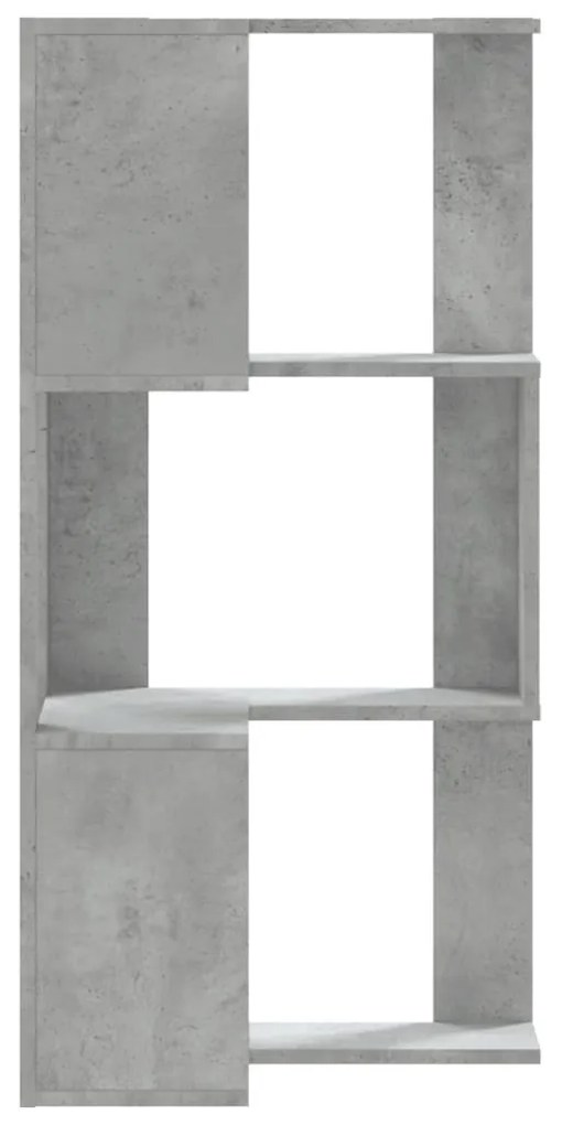 3 szintes betonszürke szerelt fa sarok könyvespolc 50x50x102 cm