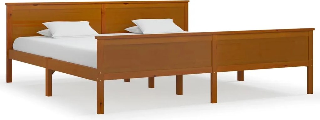 vidaXL mézbarna tömör fenyőfa ágykeret 200 x 200 cm