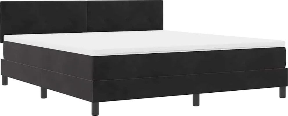 vidaXL LED Box Spring Ágy matracmal leddel Fekete 180 x 200 cm Bársony