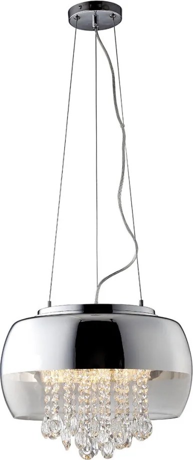 MILAGRO ML3801 LUNA Kristály Függesztett Lámpa Króm, Átlátszó E14 IP20