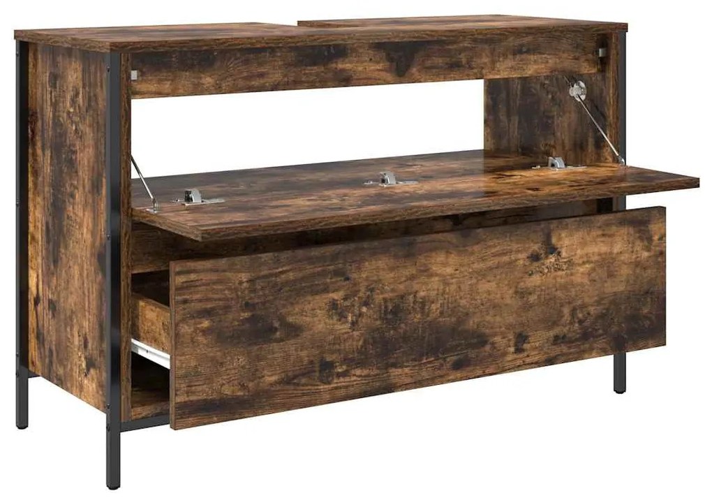 füstös tölgy fürdőszobai mosdószekrény fiókokkal 90x34,5x60 cm