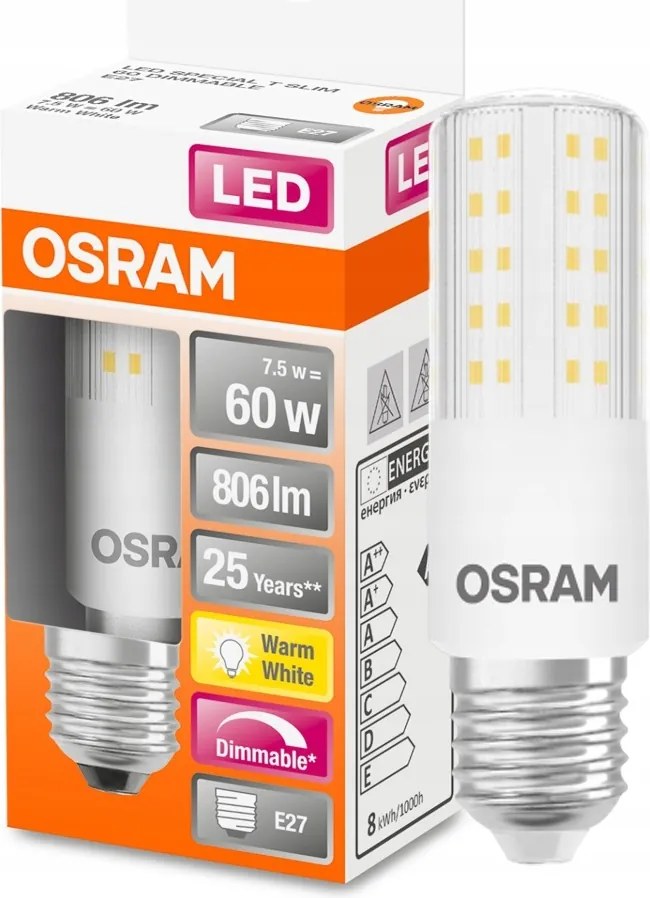 Led izzó E27 7.3W 806lm 2700K Meleg fényerőszabályozható Osram