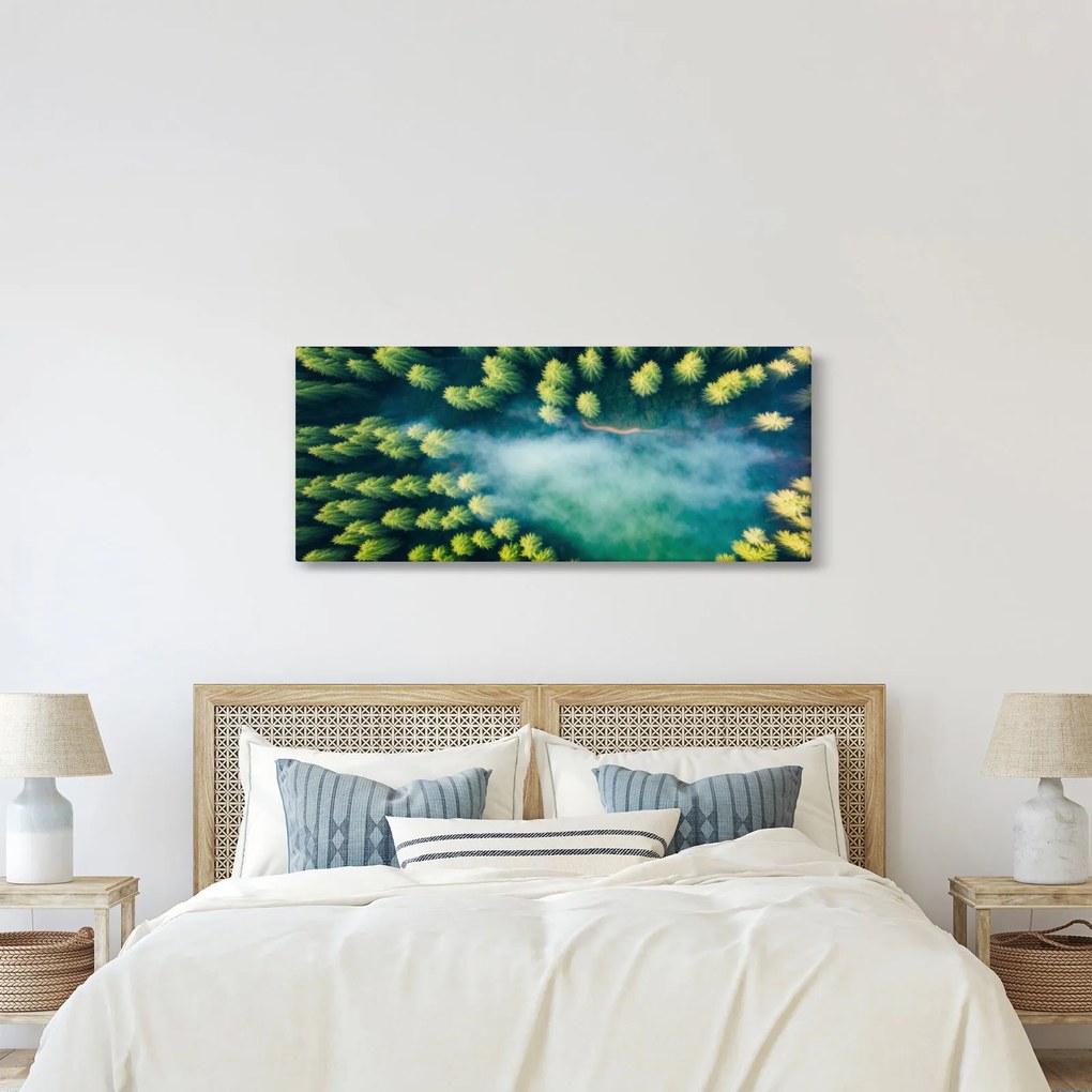 Kép - Egy ködbe burkolt erdő (120x50 cm)