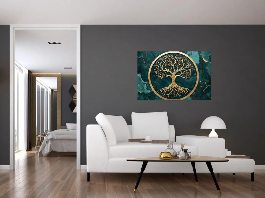 Kép – Márványban lévő arany életfa (90x60 cm)