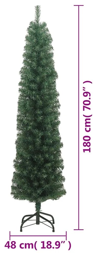 zöld PVC vékony műkarácsonyfa állvánnyal 180 cm