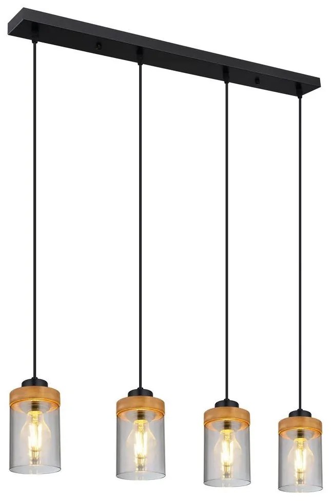 Globo Globo 15557-4H - Csillár zsinóron FINCA 4xE27/40W/230V fém/fa GL6711