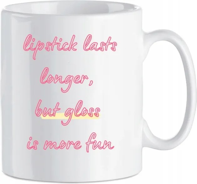 Lipstick lasts longer nyomott mintás bögre 330 ml