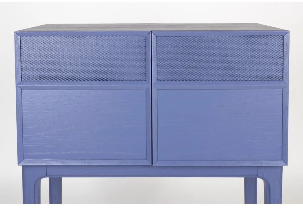 Kék komód tölgyfa dekorral 80x100x45 cm June – Zuiver