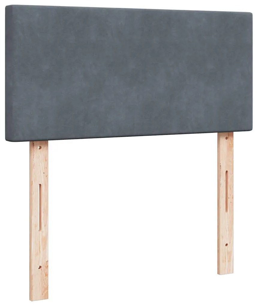 Ottomán ágykeret matraccal sötétszürke 90x200cm bársony