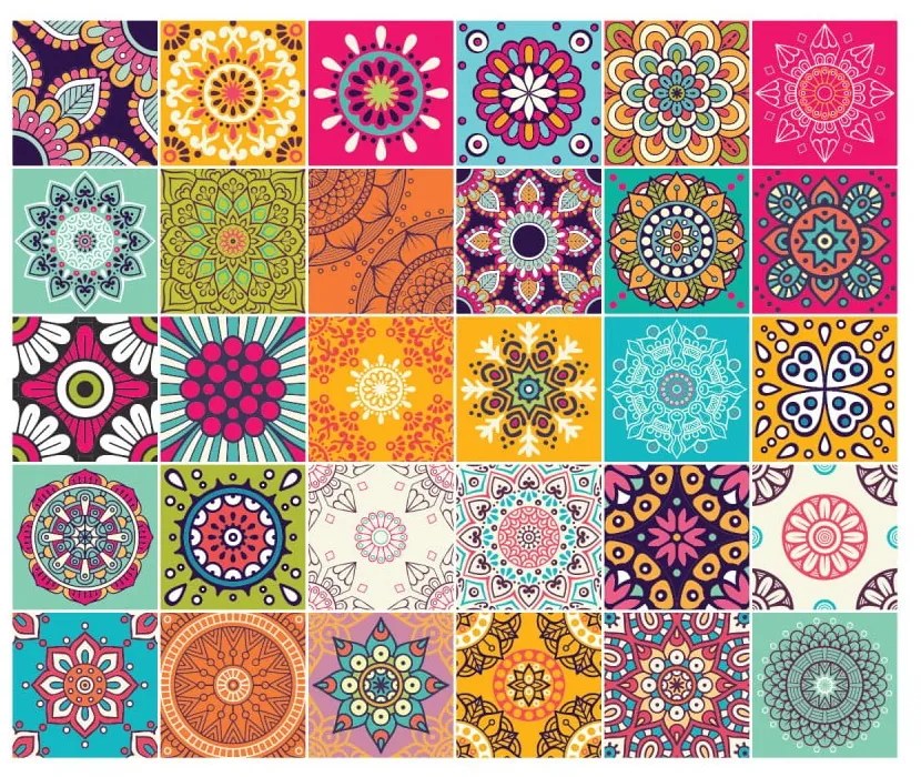 Wall Stickers Tiles Azulejos Mariska 30 db-os falmatrica szett, 15 x 15 cm - Ambiance