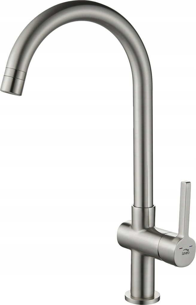 Konyhai Csaptelep Magas Kifolyócsővel, Szálcsiszolt Inox Acél Laveo