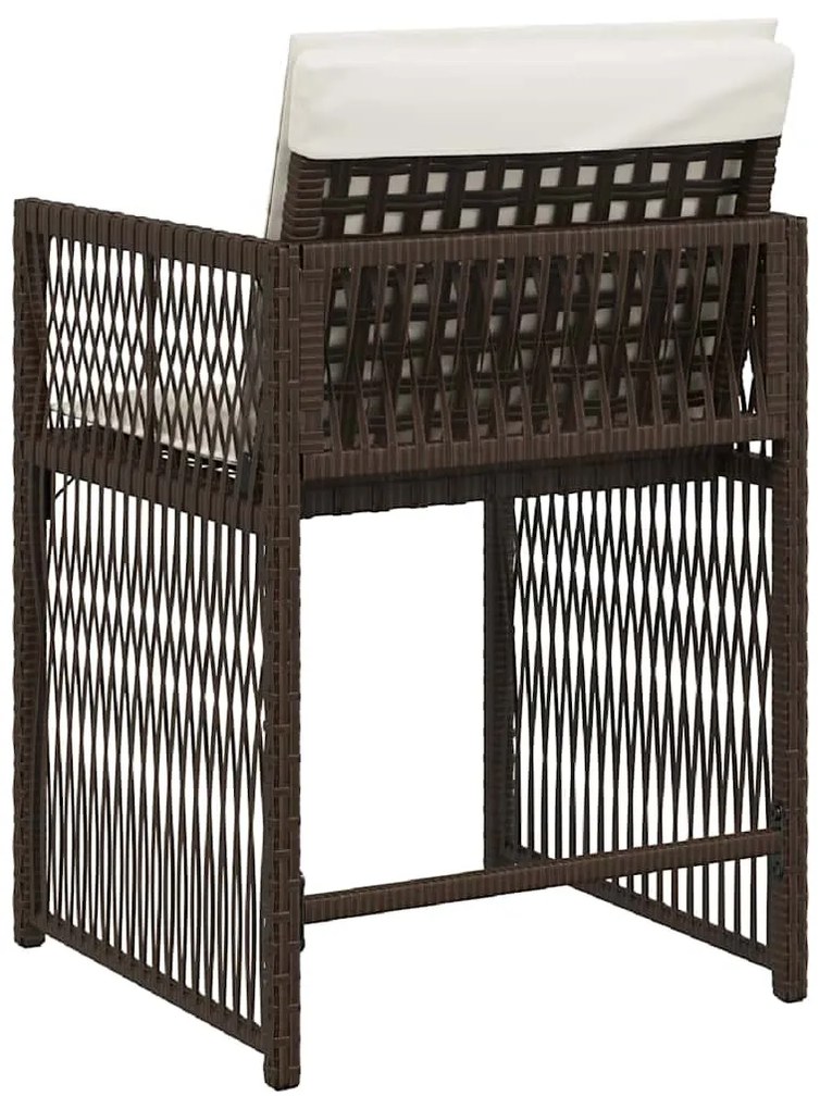 4 db barna polyrattan kerti szék párnával