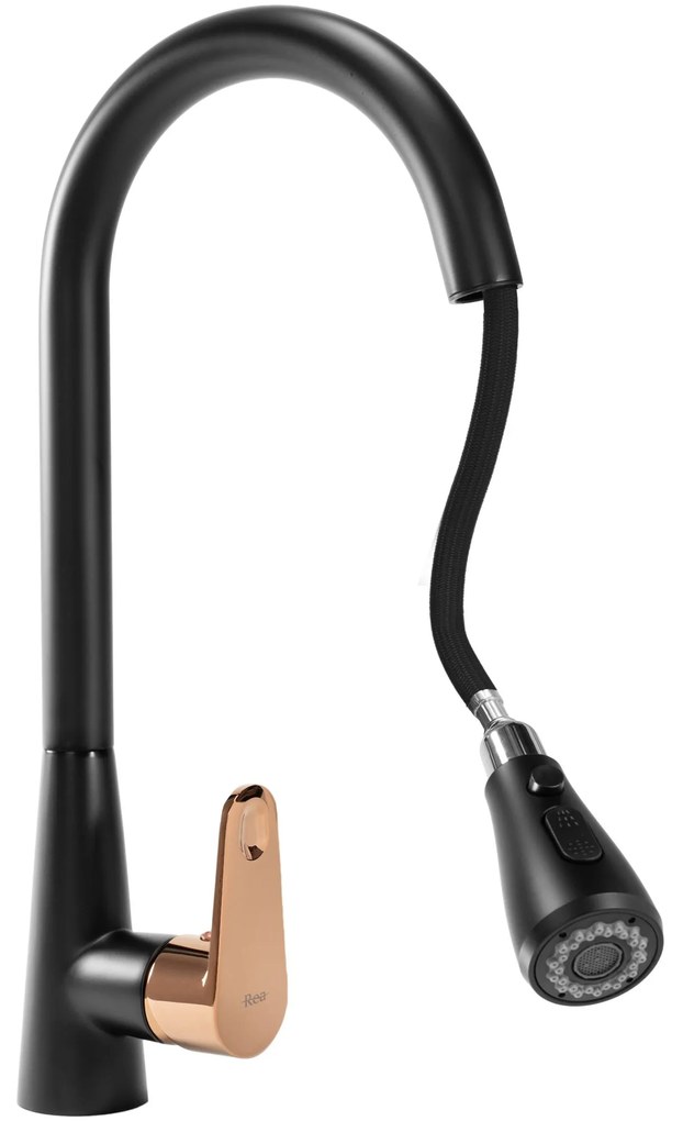 Konyhai csaptelep Rea Mild black mat rose gold