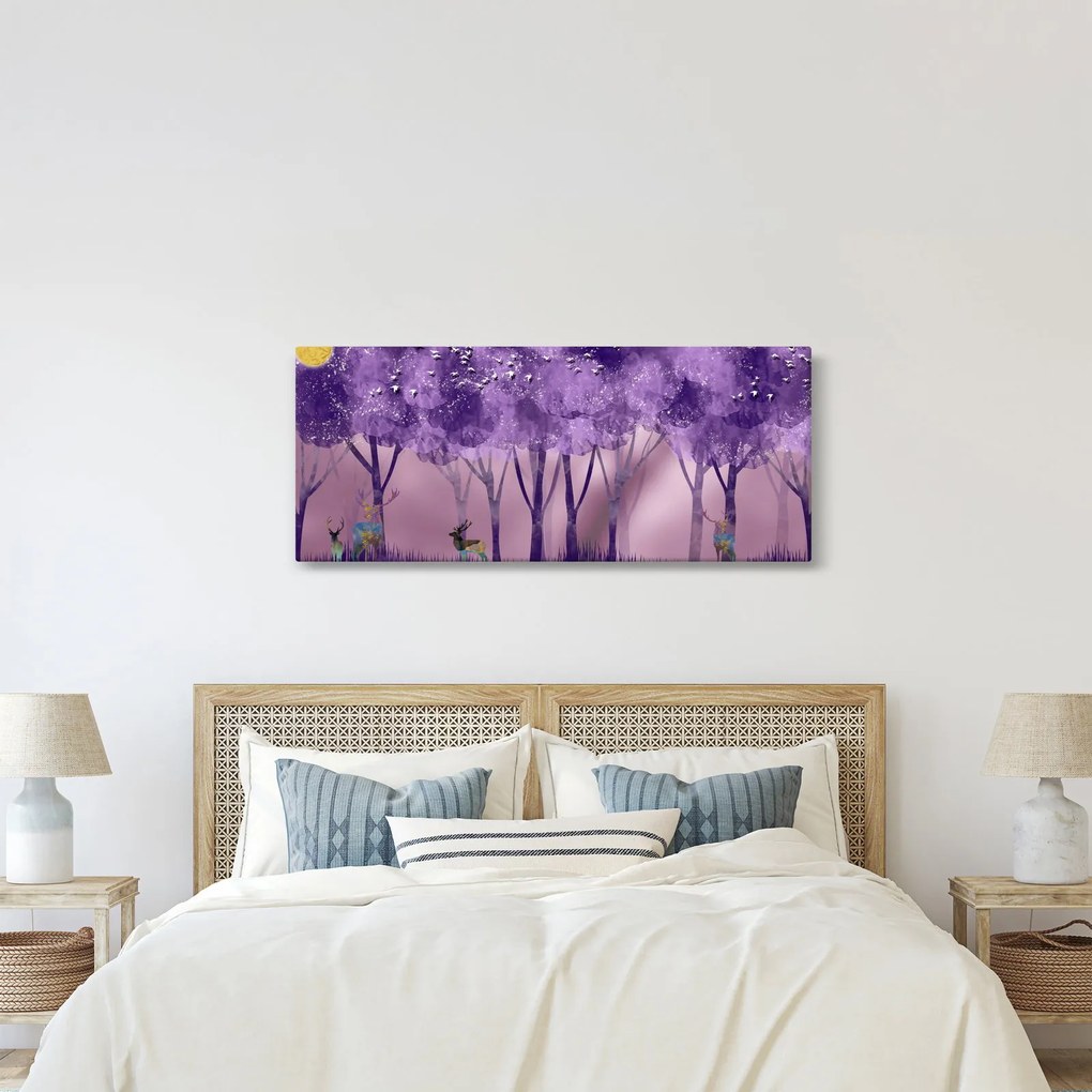 Kép - Szarvasok egy varázslatos erdőben (120x50 cm)