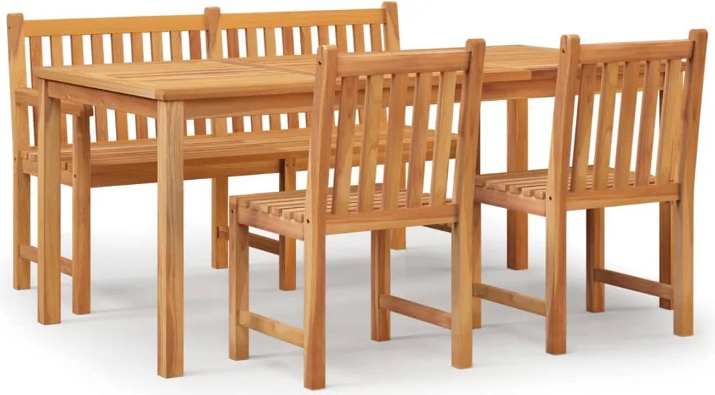 vidaXL 4 részes tömör tíkfa kerti étkezőgarnitúra