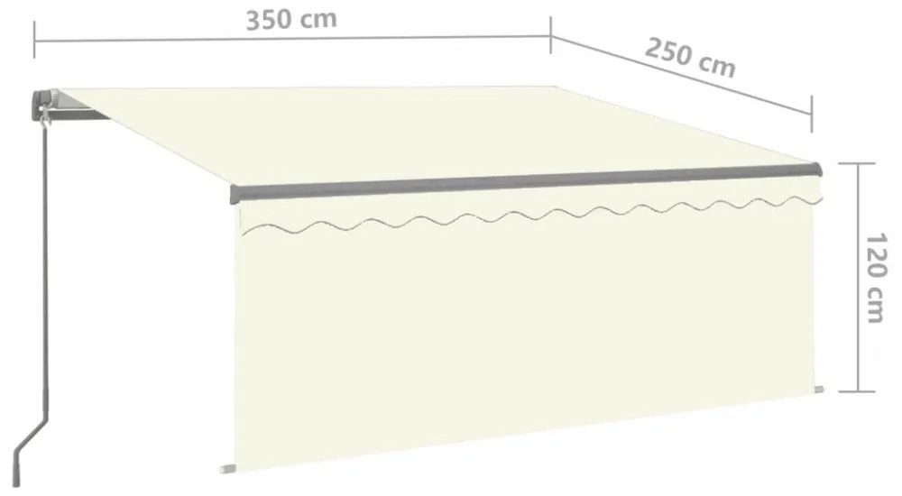 krémszínű kézzel kihúzható napellenző redőnnyel 3 x 2,5 m
